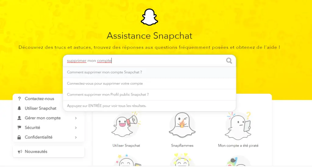 Comment supprimer définitivement un compte Snapchat